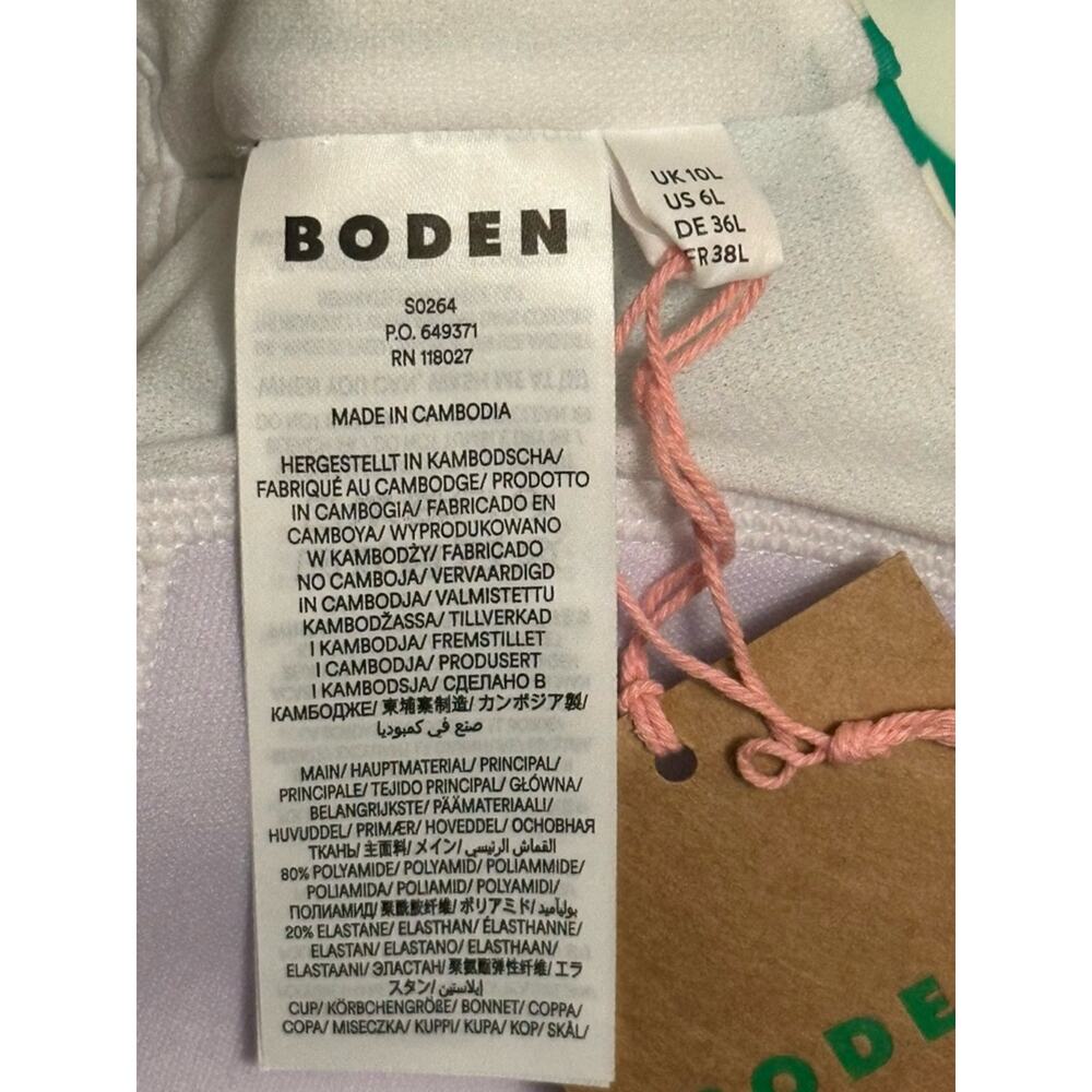 NEW - BODEN women PORTO V-NECK resin buckle one piece swimsuit green white SZ 6L - Picture 11 of 15
